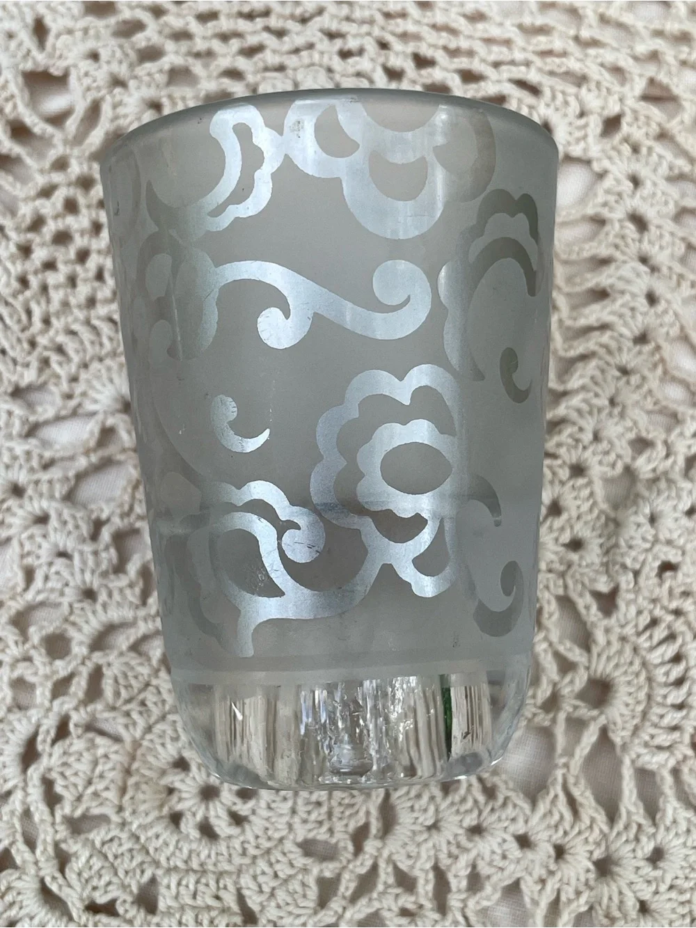 Lennox Heiress Frosted Silver Floral Glass Votive Candle Holder - Home Accents